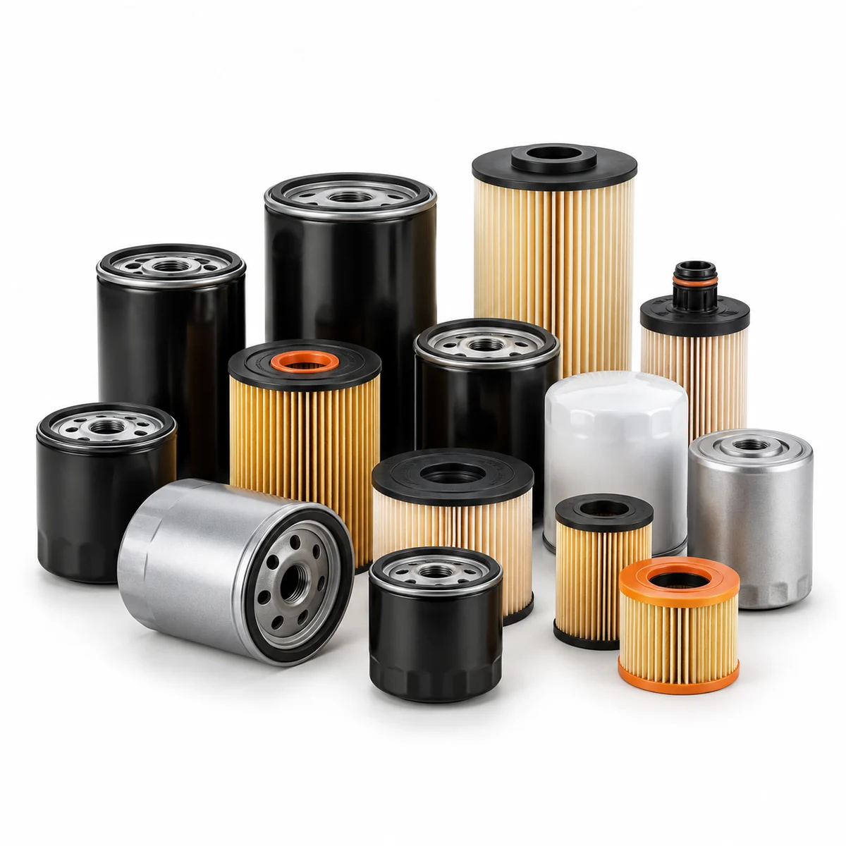 Automotive oil filter range for OE and OEM identification